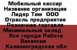 Мобильный кассир › Название организации ­ Лидер Тим, ООО › Отрасль предприятия ­ Розничная торговля › Минимальный оклад ­ 1 - Все города Работа » Вакансии   . Калининградская обл.,Светловский городской округ 